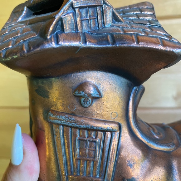 3/$30 💖 VTG whimsical copper boot coin bank 🥾 💰 - Picture 5 of 11